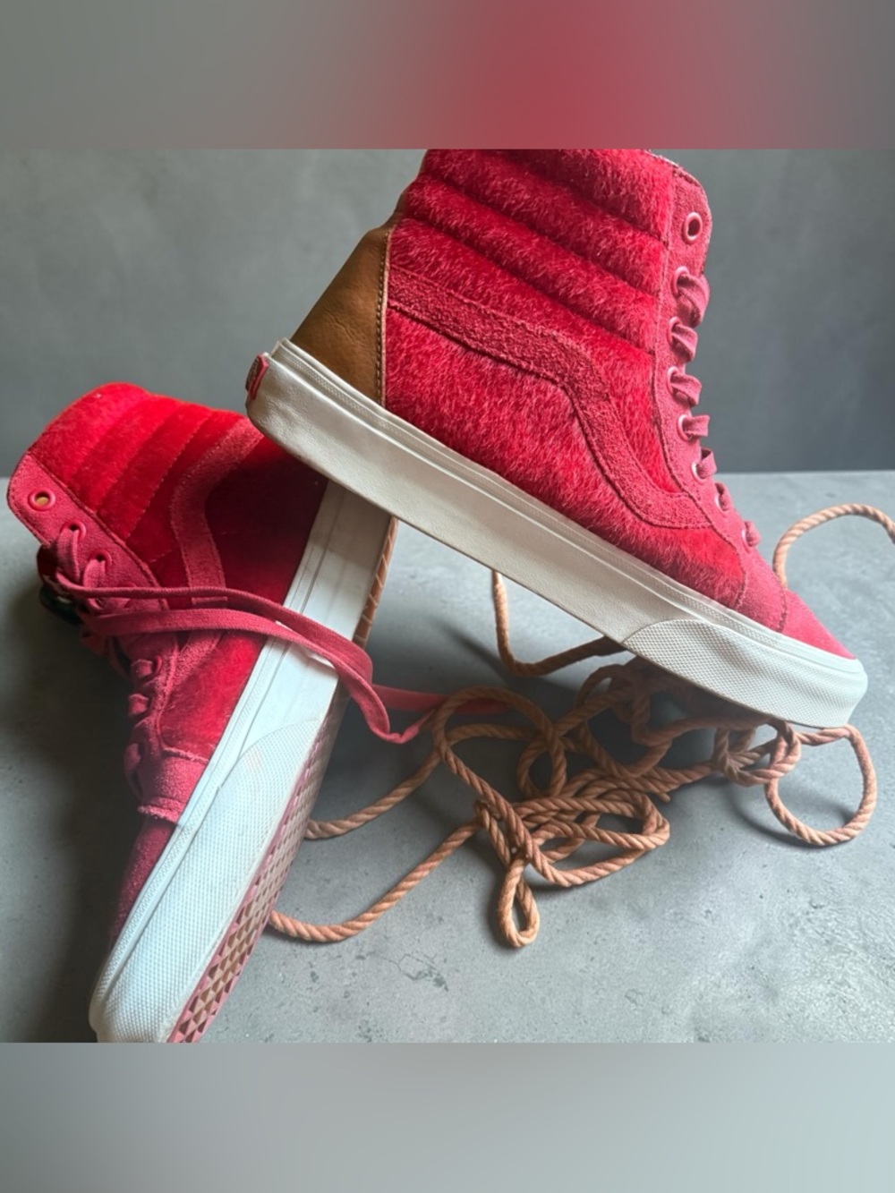 Rare Vans SK8-HI Reissue Year of the Horse Red Suede Pony Hair High-Top Sneakers